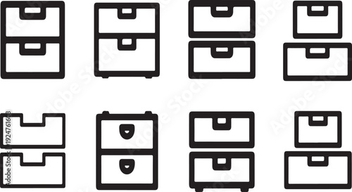 Assorted drawers and cabinets in various styles and configurations Vector