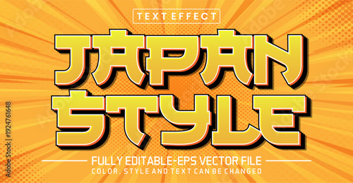 Japan Style Orange Retro Comic Editable Text Effect EPS Vector