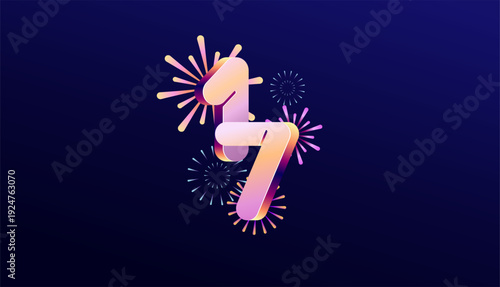 Tableau sur toile Gradient Colored 3D numbering anniversary 17th, 17th Happy Anniversary with colourful gradient, celebrating and greeting design banner