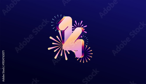 Gradient Colored 3D numbering anniversary 14th, 14th Happy Anniversary with colourful gradient, celebrating and greeting design banner.