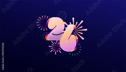 Gradient Colored 3D numbering anniversary 26th, 26th Happy Anniversary with colourful gradient, celebrating and greeting design banner.