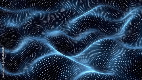 Glowing points form a fluid, undulating surface against a dark background.