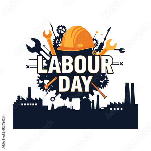 Labour Day celebration with industrial workers tools