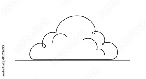 Simple Stylized Cloud in Continuous One Line Art Style