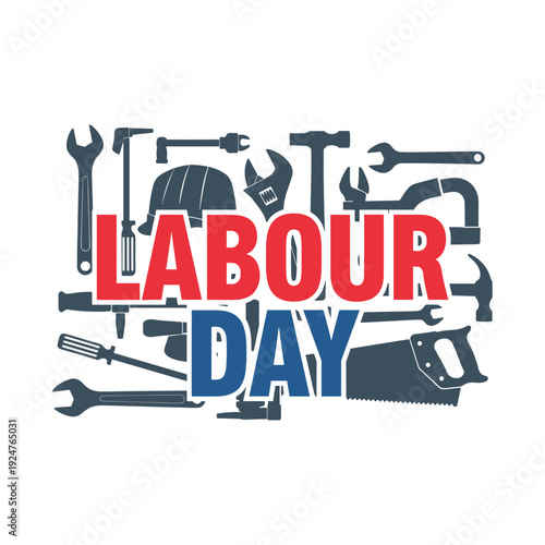 Labour Day celebration with various work tools and equipment