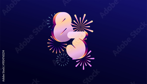 Gradient Colored 3D numbering anniversary 83th, 83th Happy Anniversary with colourful gradient, celebrating and greeting design banner.
