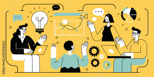 Team brainstorming session with data analysis and innovative ideas