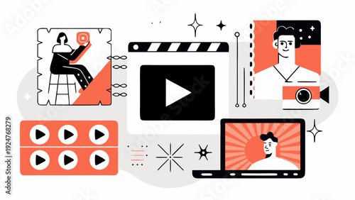 Digital content creation and video communication concept with various devices