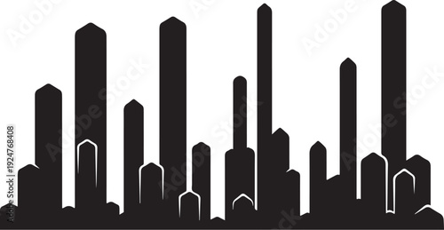 Modern city skyline silhouette with tall buildings and skyscrapers