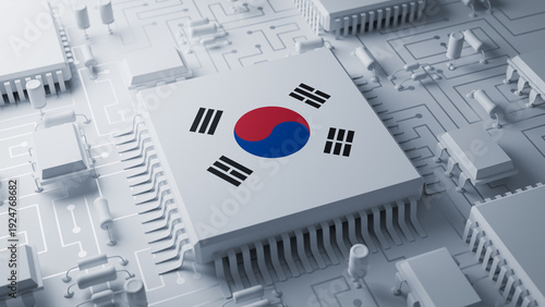 Bild auf Leinwand South Korea semiconductor chip trade tariff. 3d rendering