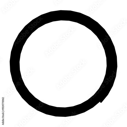 Black Circle Brush Stroke Isolated on White Background