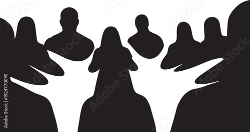 Silhouettes of people in a meeting or discussion circle