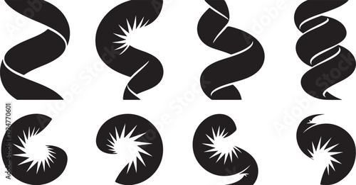 Abstract Black and White Swirl Shapes Vector Graphic Design