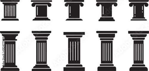 Black and white illustration of various column designs