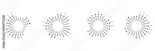 Sound equalizer icons with abstract Halftone Circular Shape Background. Three colorful abstract halftone circular shapes with  dots, for modern design use.