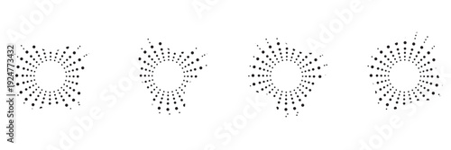 Sound equalizer icons with abstract Halftone Circular Shape Background. Three colorful abstract halftone circular shapes with  dots, for modern design use.