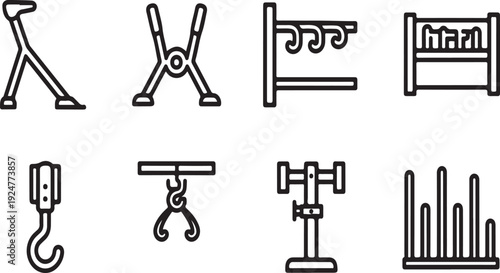 A collection of various tools and equipment used in construction and engineering Vector