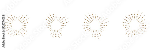 Sound equalizer icons with abstract Halftone Circular Shape Background. Three colorful abstract halftone circular shapes with  dots, for modern design use.