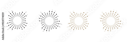 Sound equalizer icons with abstract Halftone Circular Shape Background. Three colorful abstract halftone circular shapes with  dots, for modern design use.