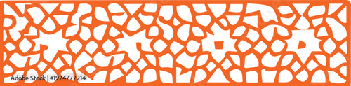 Vibrant orange decorative rectangular border with intricate traditional geometric floral pattern on white background