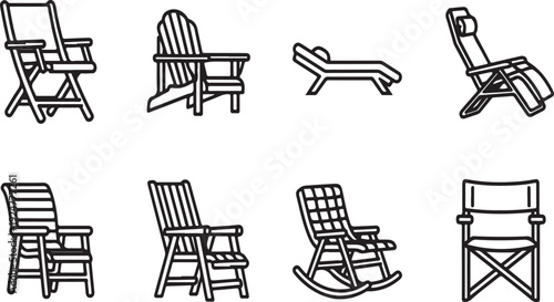 A variety of different types of chairs and loungers Vector