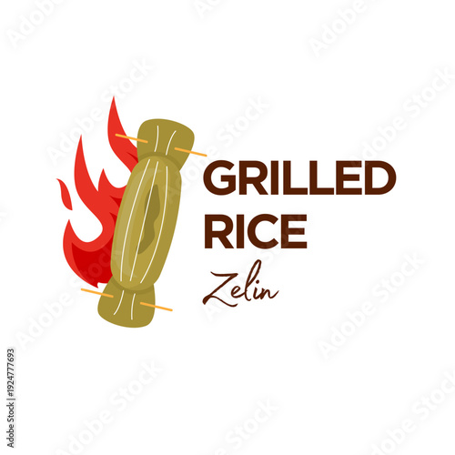 Chocolate Cream Illustration of Grilled Rice Logo