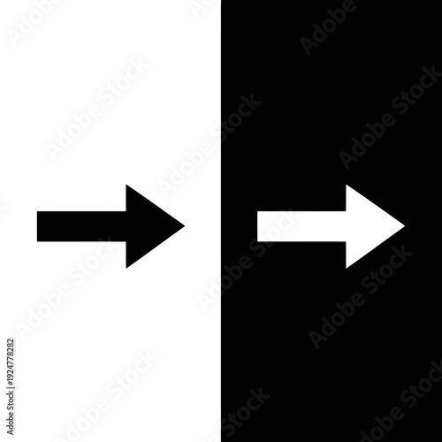 Black and white right arrow icon vector illustration