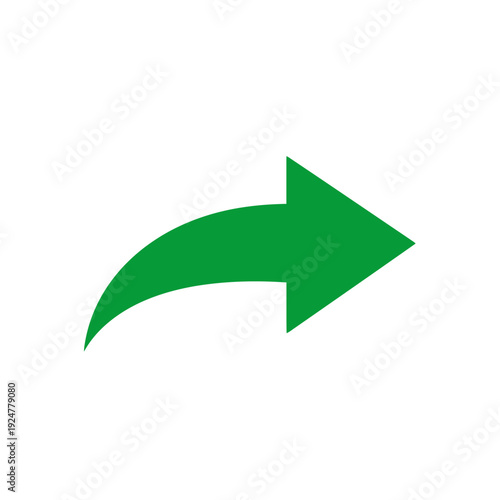 Green curved share arrow pointing right on white space