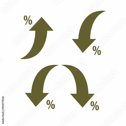 Financial percentage arrow icons for business analytics