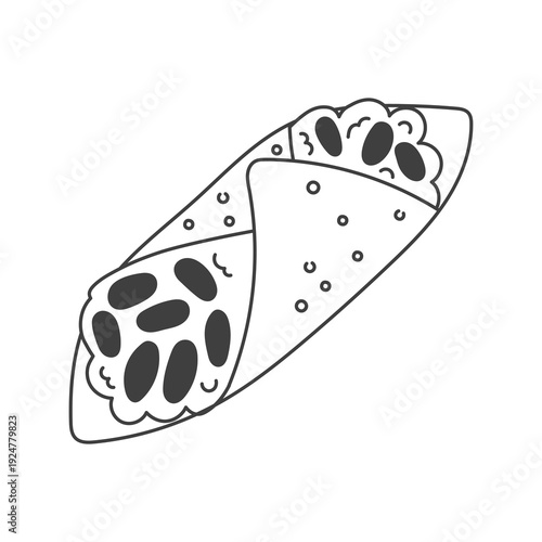 Cannoli Sicilian Pastry Roll Illustration. Crispy tube filled with ricotta filling and pistachio, playful bakery icon. Mediterranean sweet food vector art.