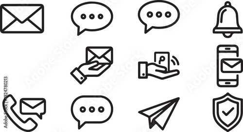 Modern icons representing various communication and security methods Vector
