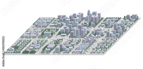 街並みの立体図. 都市の景観.