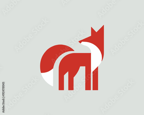 Fox Standing Profile Minimalist Geometric Shape Abstract Style