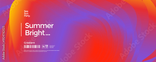 Sunset background summer with gradation gradient abstract and red vibrant wave. Swirl glow colorful with dynamic neon modern and backdrop party beach. Heat energy sunset with blend shape.