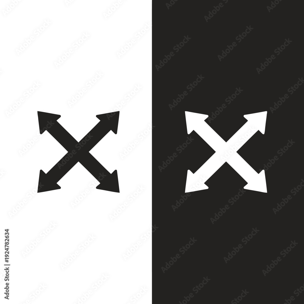 Fototapeta premium Four arrows pointing outwards from center