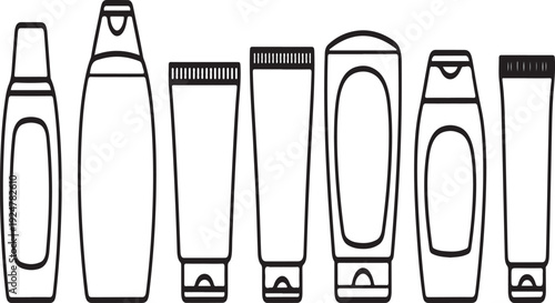 Assorted containers showcasing various shapes and sizes of cosmetic packaging Vector