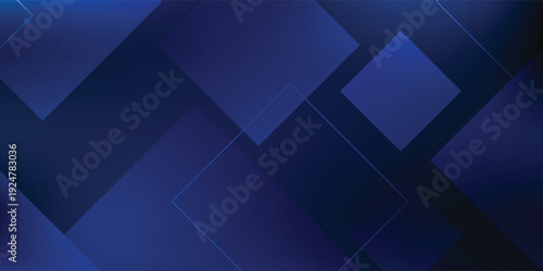 Abstract dark midnight blue background with layered geometric squares and thin outlines eps10