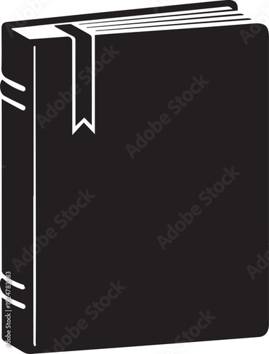 Educational resource literary knowledge thick closed book black silhouette illustration line art vector graphic