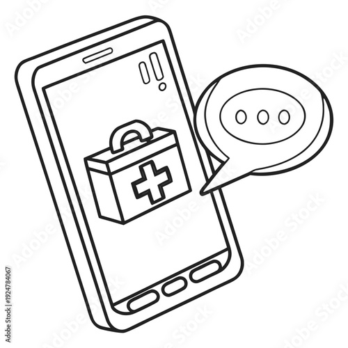 Telemedicine Smartphone App And Online Doctor Consultation Chat Vector Icon