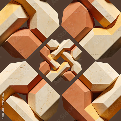 Interlocking geometric stone blocks