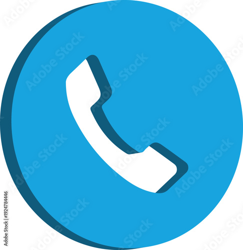 3D Icon Phone Call Light Blue Round Button Contact Telephone Symbol Communication Support Sign Modern Glossy Minimal UI Element Isolated Design Transparent Background
