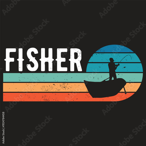 Silhouette fisherman fishing in wooden boat on sunset beach waves isolated on transparent background