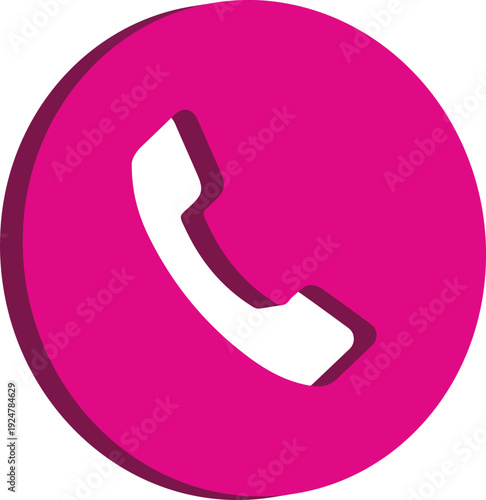 3D Icon Phone Call Pink Round Button Contact Telephone Symbol Communication Support Sign Modern Glossy Minimal UI Element Isolated Design Transparent Background