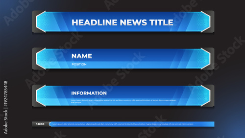 Gaming lower third with blue color and hologram theme