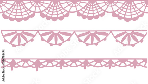 Romantic lace border collection with a whimsical feel, perfect for wedding stationery, bachelorette themes and seamless patterns.