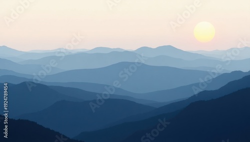 Majestic mountain ranges bathed in the warm glow of a setting sun