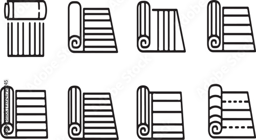 A collection of various types of rolled materials and fabrics Vector
