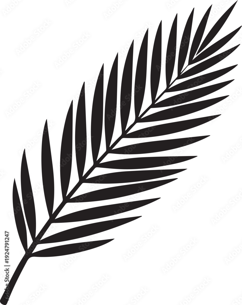 Obraz premium Palm branch silhouette vector illustration line art element for decorative religious design