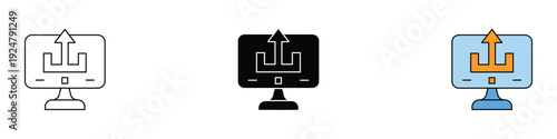 Data upload icon vector. Cloud computing symbol for file transfer and digital sharing. Vector Illustration.