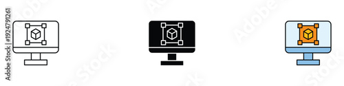3D modeling icon vector. Digital product design symbol for CAD software and virtual prototyping. Vector Illustration.